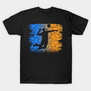 Travel back in time with beach volleyball - Retro Sunsets shirt featuring a player! T-Shirt